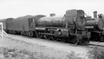 28.12.1939 Commonwealth Railways engine C 66 hauling the Trans-Australian at Port Augusta