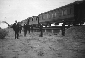 3.1925 - Central Australia Railway Train on Coward Springs Bridge - the sleeping car is most likely SAR car Nilpena
