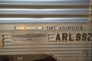 20.7.1986 ARL992 Indian Pacific builders plate
