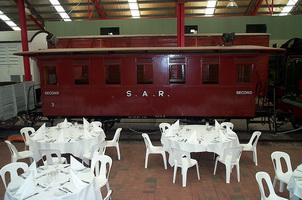 21<sup>st</sup> April 2001,Car 3 in main pavilion set up for a wedding with tables and chairs.