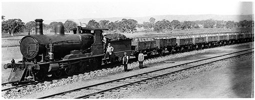 loco SAR Rx149 on freight train of 4wheel C class wagons